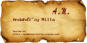 Andaházy Milla névjegykártya